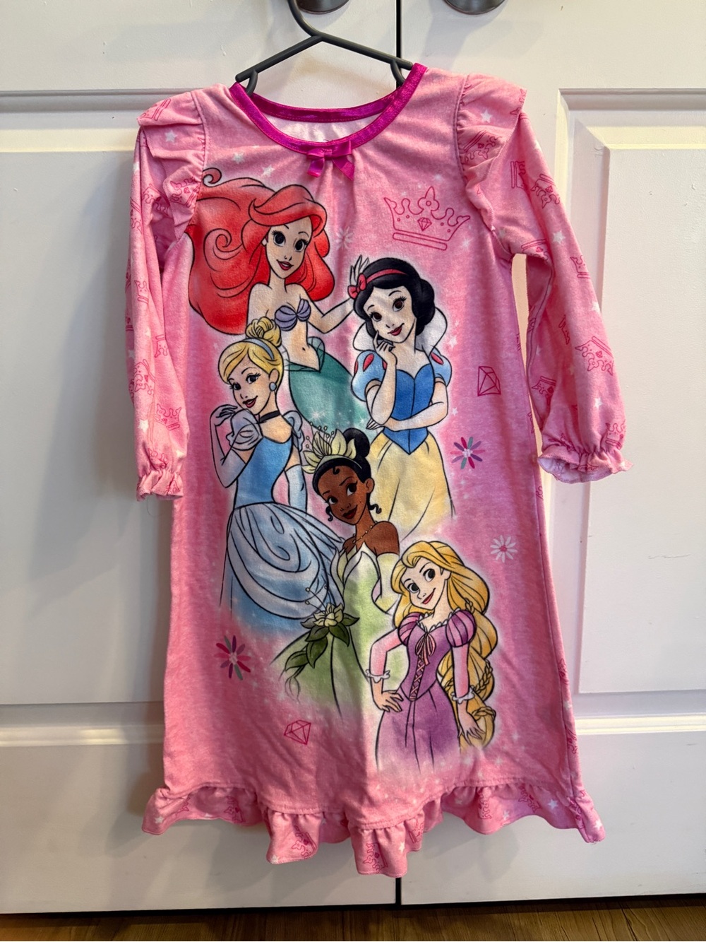Disney Girls' Pink Princesss Nightgown with Ariel, Snow White & Friends